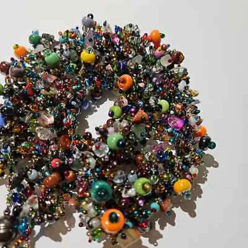 Chunky Glass‎ Bead Statement Necklace Magnetic Ball Clasp Multicolor